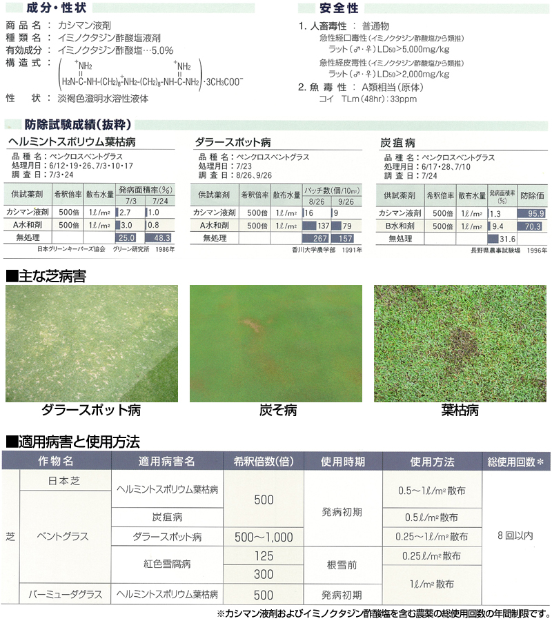 ついに入荷 芝用殺菌剤カシマン液剤 1Ｌ