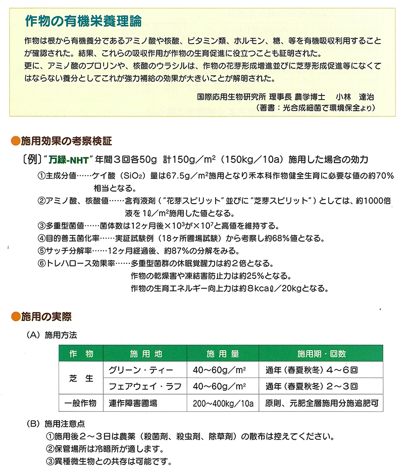 送料込】芝生用土壌改良剤 万緑-NHT 20kg 細粒タイプ | 芝生のことなら