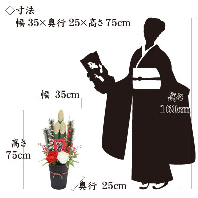 予約注文品 毎年繰り返し使える造花 人工 門松 高さ75cm 1本 産地直送 オーナメント 芝生のことならバロネスダイレクト