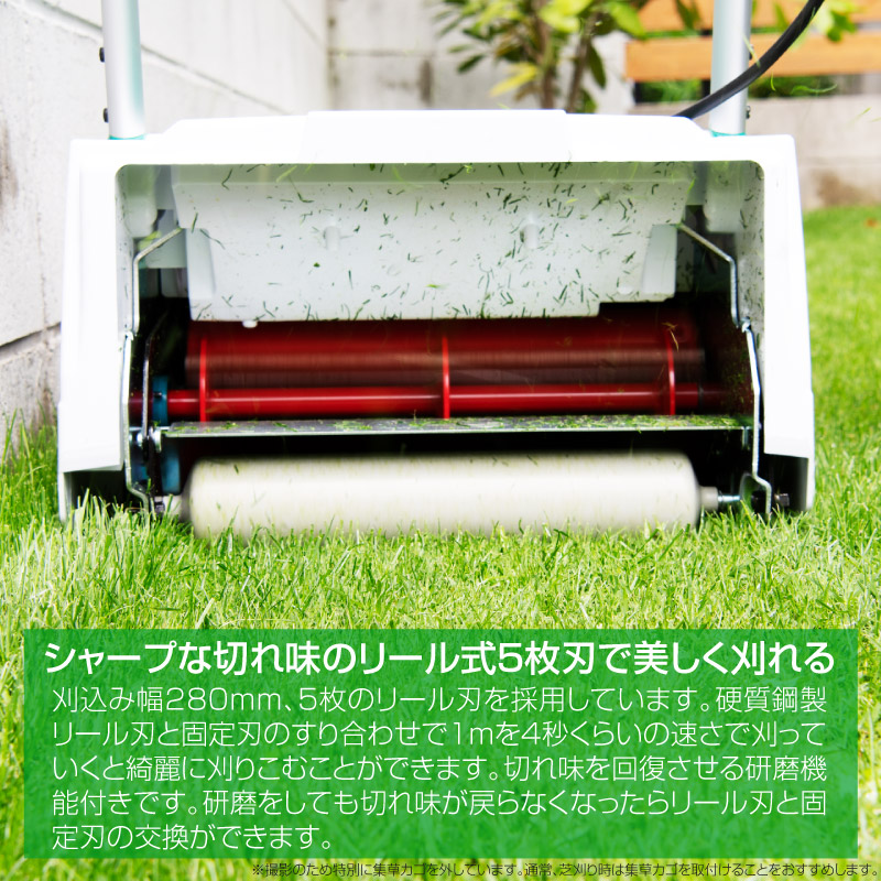 マキタ コード付きリール式５枚刃芝刈り機 MLM2851 刈込幅280mm 本体 芝生のことならバロネスダイレクト
