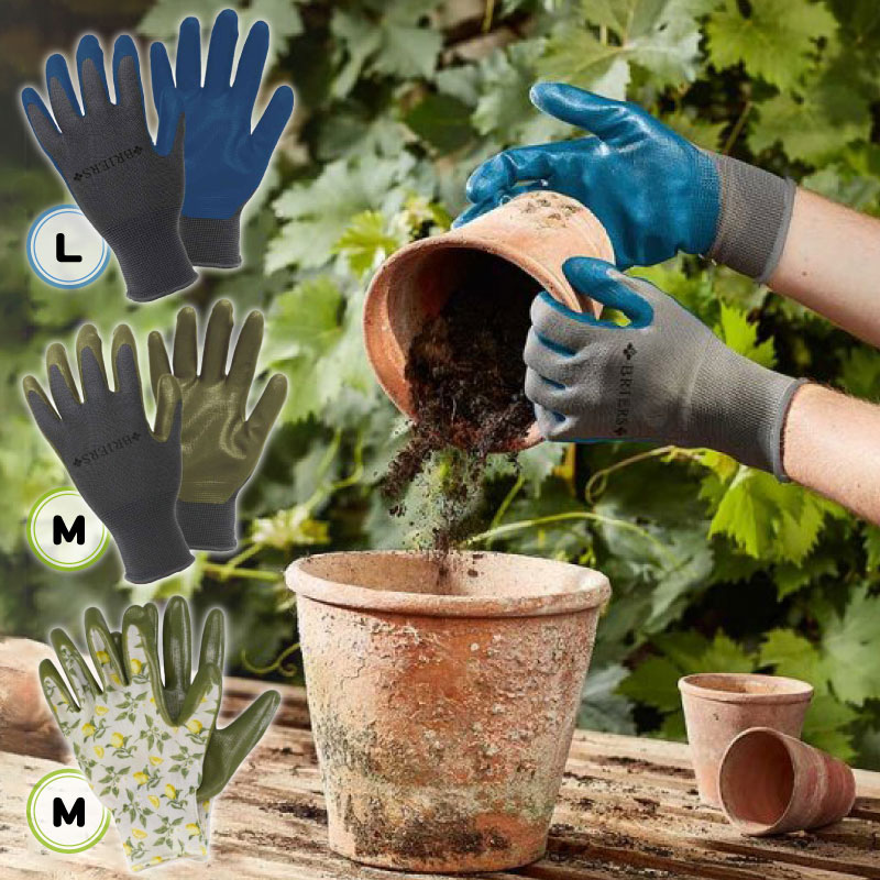 代引不可 メール便 Briers ガーデングローブ 選べる3種類 ブルーl グリーンm シチリアレモンm ガーデングローブ 芝生のことならバロネスダイレクト